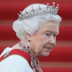 Queen Elizabeth II arrives for the state banquet in her honour at Schloss Bellevue palace on the second of the royal couple's four-day visit to Germany on June 24, 2015 in Berlin, Germany. 