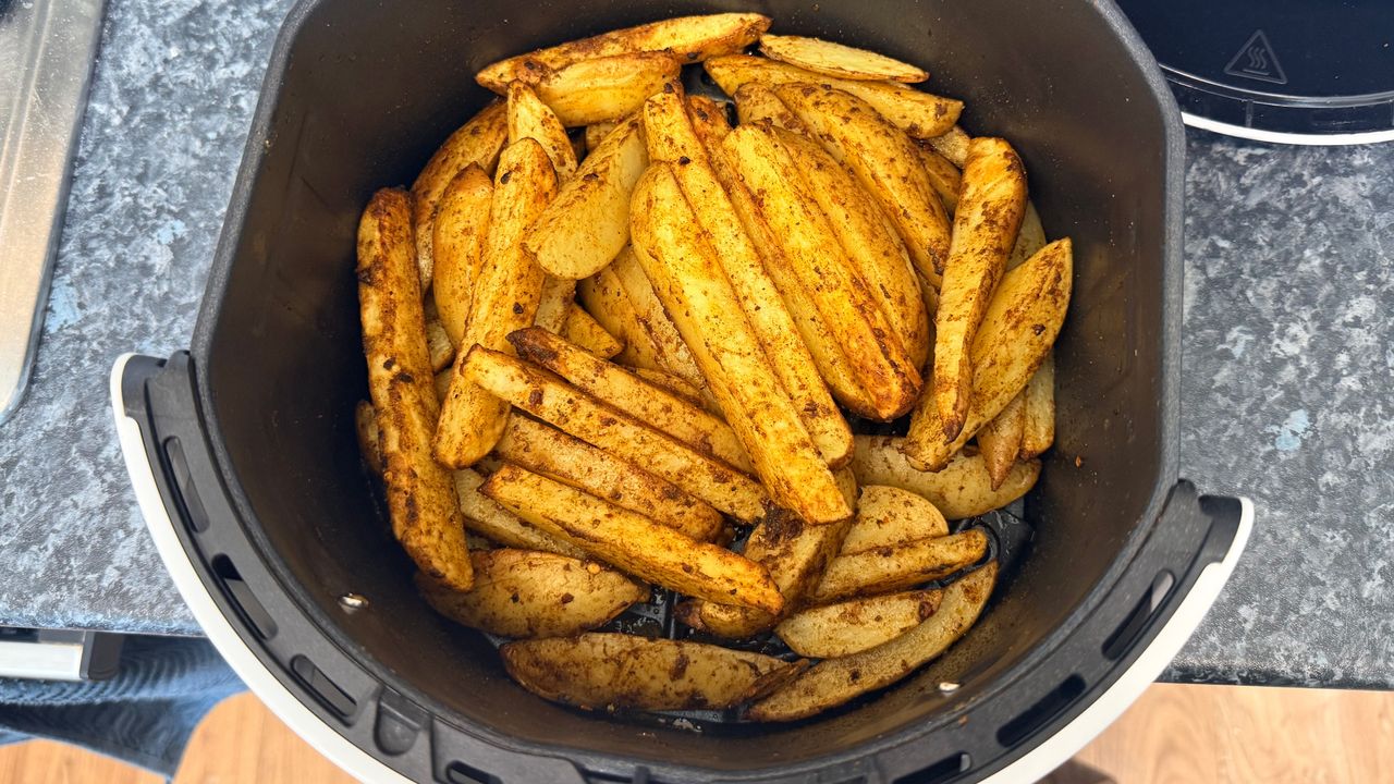 food cooked on the laura ashley air fryer in the air fryer basket