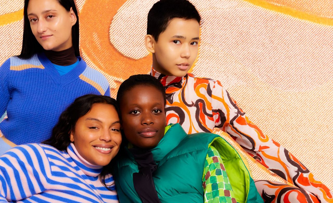 Four girls in colourful Marni Uniqlo