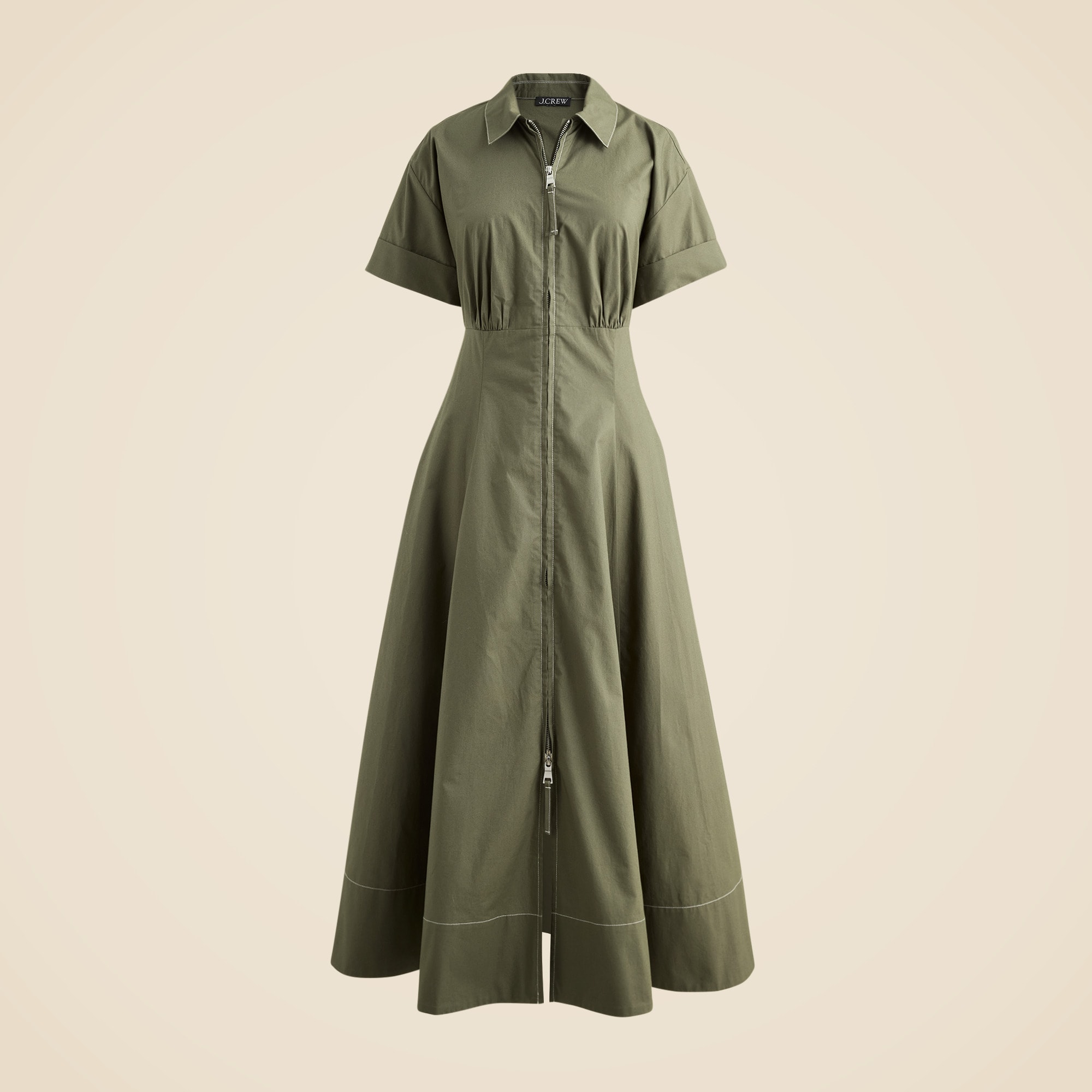 Zip-Up Shirt-Dress in Cotton Poplin