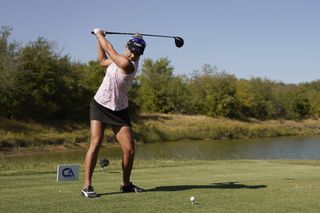 Lexi Thompson at the top of her backswing on a drive