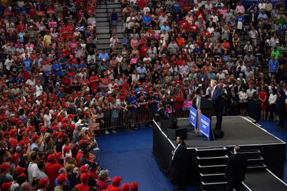 President Trump speaks during a rally at Olentangy Orange High School in Lewis Center, Ohio, on August 4, 2018.