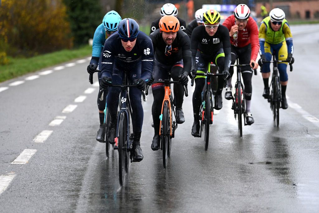 WEVELGEM BELGIUM MARCH 26 Lewis Askey of The United Kingdom and Team Groupama FDJ competes in the breakaway during the 85th GentWevelgem in Flanders Fields 2023 Mens Elite a 2609km one day race from Ypres to Wevelgem UCIWT on March 26 2023 in Wevelgem Belgium Photo by Tim de WaeleGetty Images