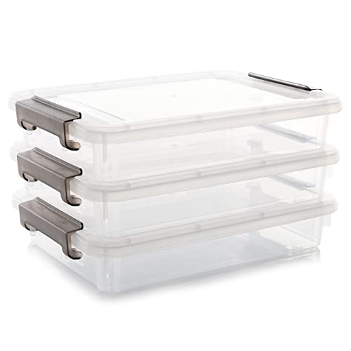 Citylife 3 Pcs Plastic Storage Bins With Latching Lids Portable Project Case Clear File Box Stackable Storage Containers for Organizing A4 Paper, Photo, Document, Scrapbook : Amazon.co.uk: Diy & Tools
