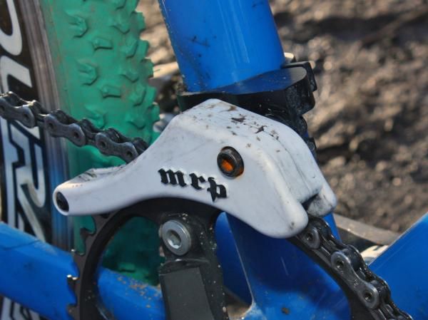 Giant riders Adam Craig and Carl Decker use MRP's downhill-inspired 1.X guide, which uses a composite box guide to secure the chain on three sides. No additional outer guard is necessary here.