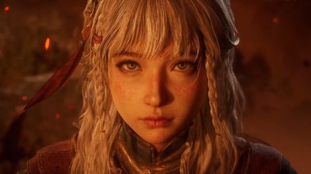 Nodusfall woman with white hair in orange lighting