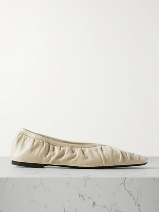 The Gathered Leather Ballet Flats