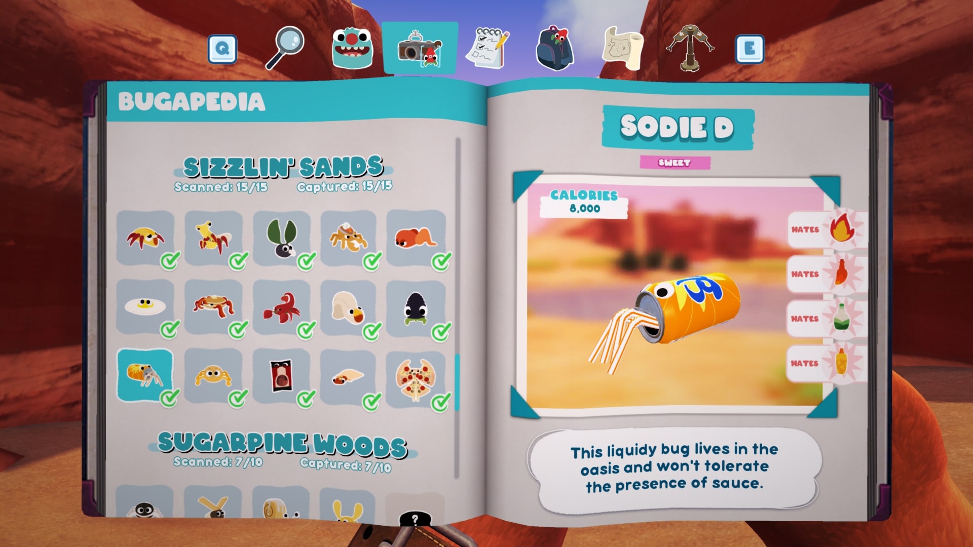 Bugsnax Bugapedia: Sodie D