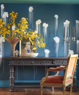 Blue and white mural by Fromental