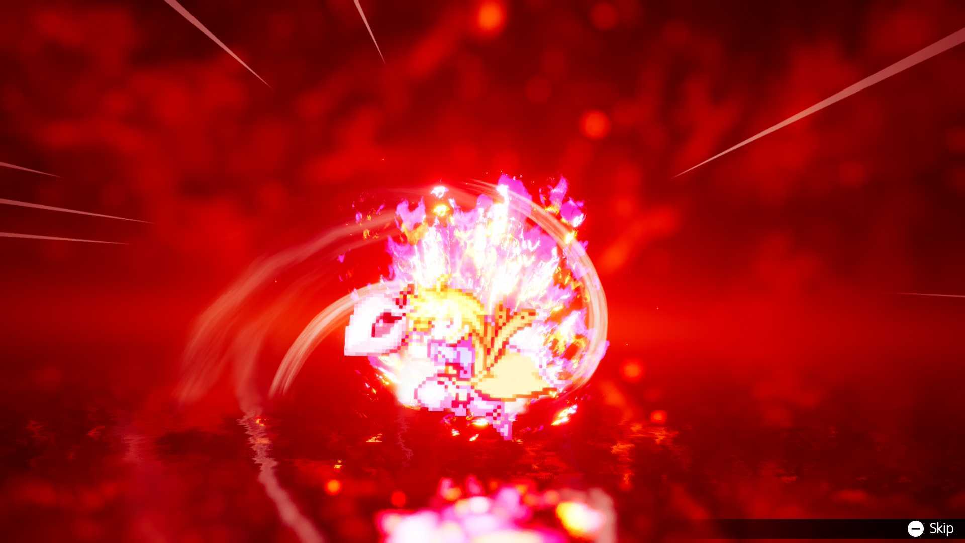 Rain charges with a flaming sword