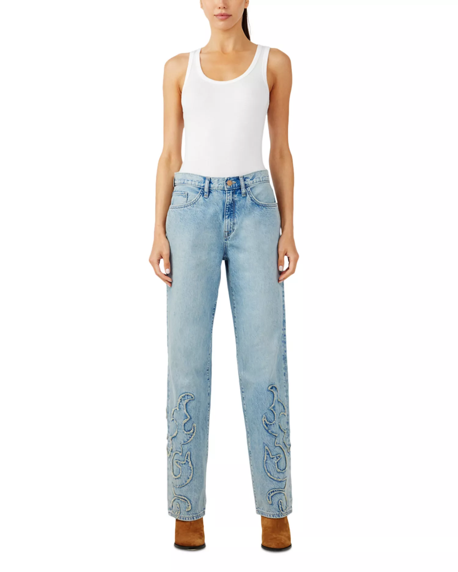 Triarchy, Birkin Mid Rise Straight Jeans in Moonwashed Ranchero Indigo