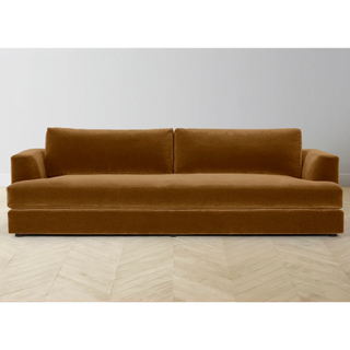 camel-colored mohair couch