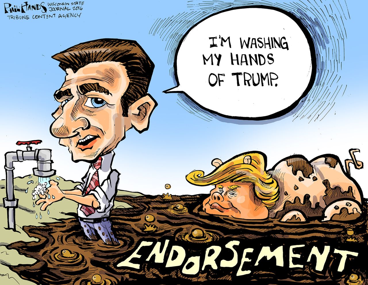 Political cartoon U.S. Paul Ryan Donald Trump