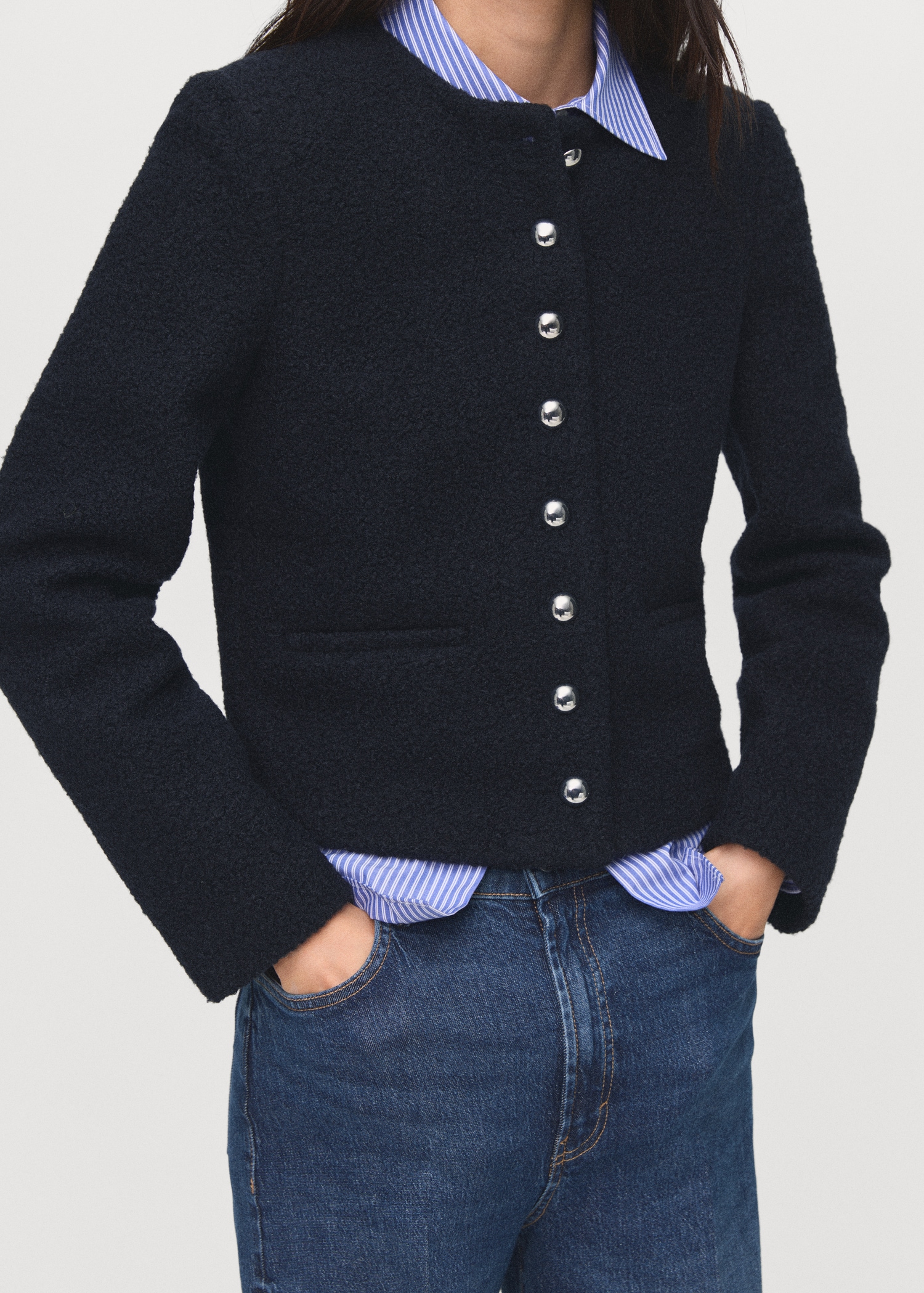 Boucl&amp;eacute; Jacket With Jewel Buttons - Women | Mango Usa