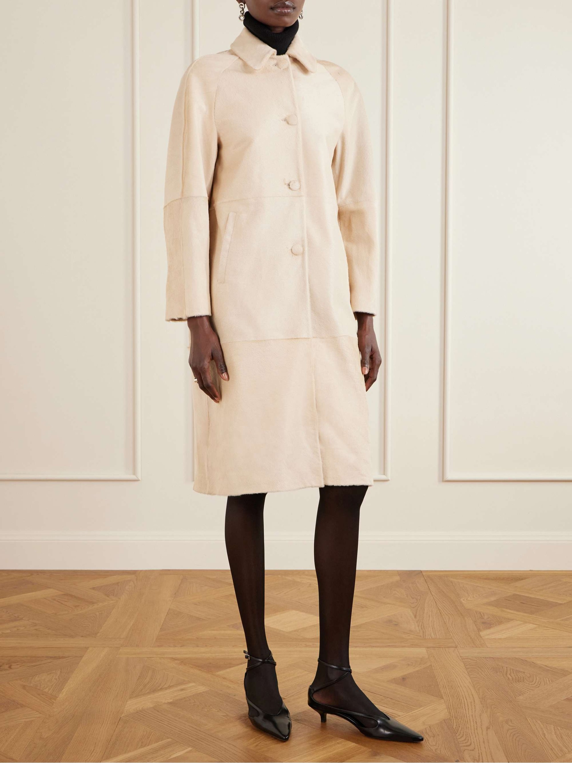 Paneled Calf Hair Coat