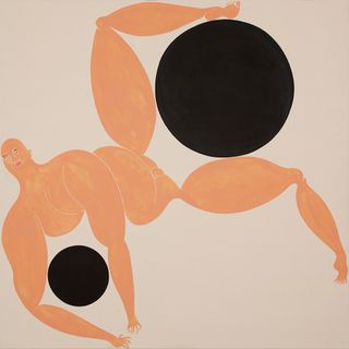 Painting of man and circle.