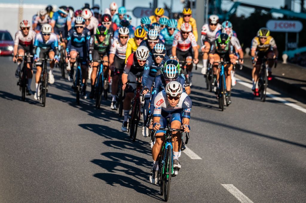 The peloton rides in the streets during the Tour de France Saitama Criterium cycling race in Saitama on November 6 2022 Photo by Yuichi YAMAZAKI AFP Photo by YUICHI YAMAZAKIAFP via Getty Images