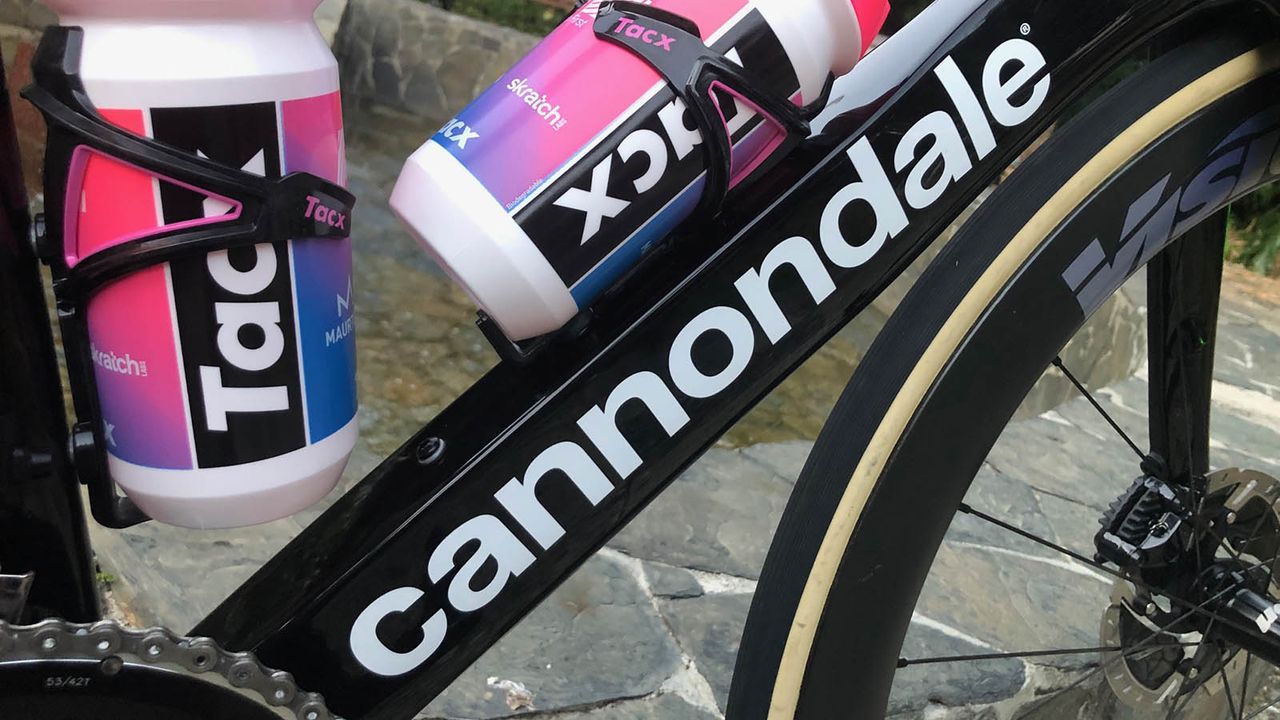 The 2019 EF Education First team bikes feature retro Cannondale decals on the down tube