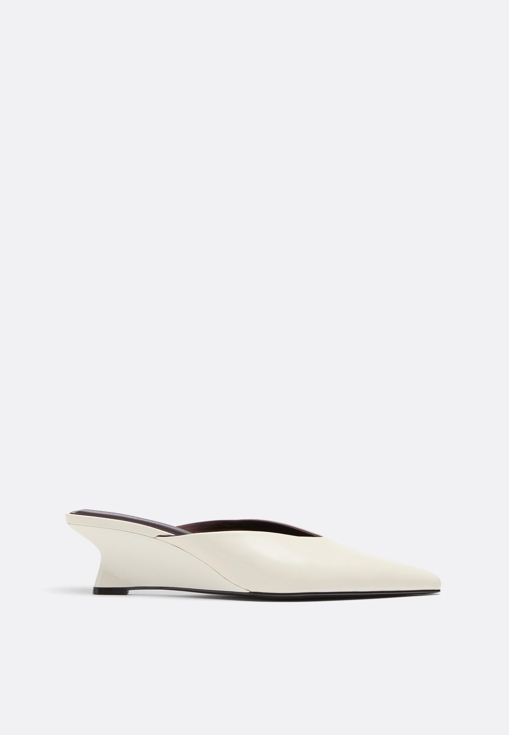 Leather Effect Wedge Mules
