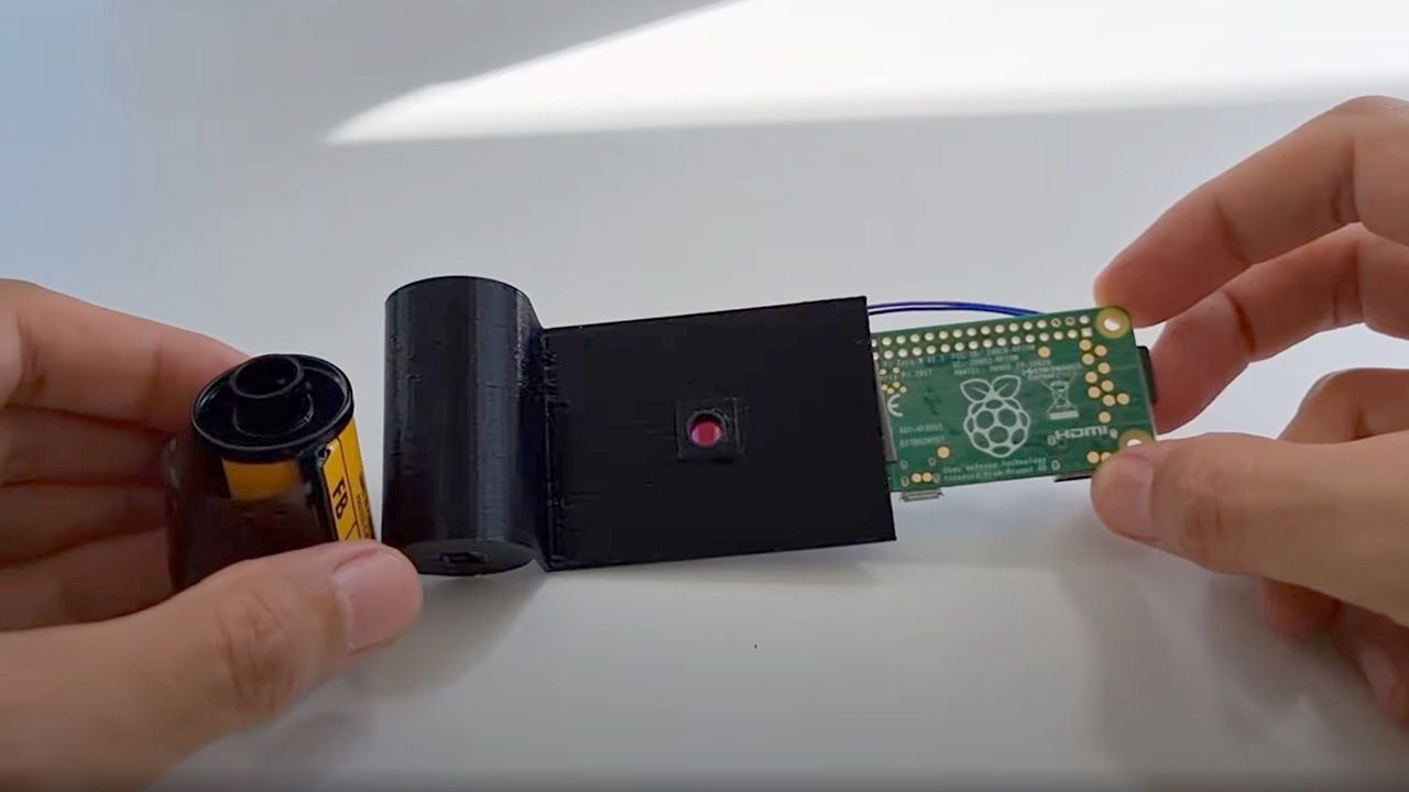 The Pi assembly with a roll of film