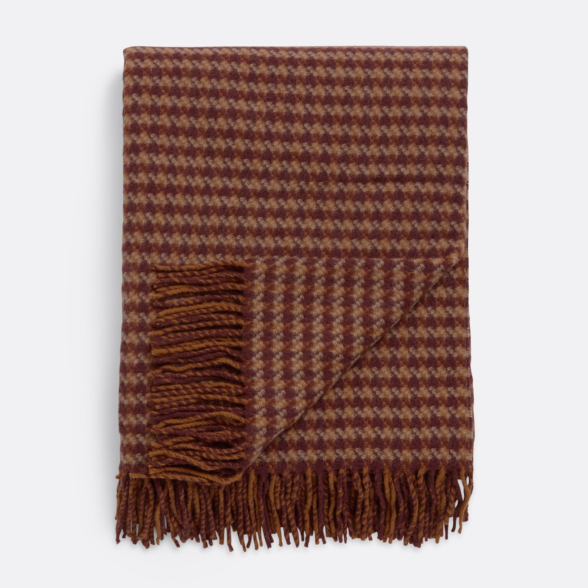 Ruby and Rust Ferguson Houndstooth Wool Throw