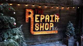 The Repair Shop logo dressed for The Repair Shop At Christmas 2023