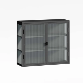 Grey cabinet with reeded glass fronts