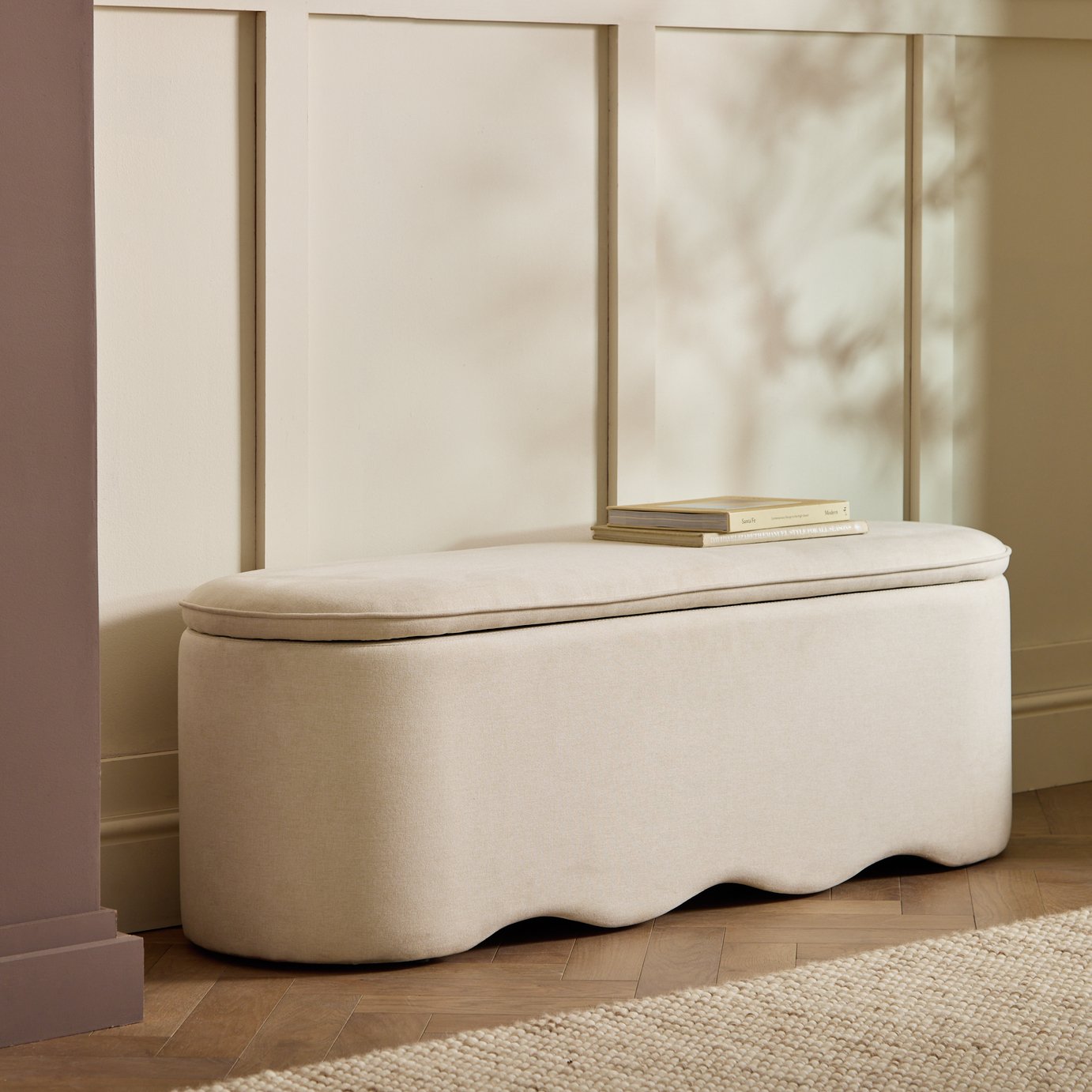 Habitat Onda Large Fabric Ottoman - Natural