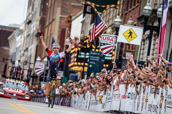 Jonny Brown (Axeon) wins the US Pro Road Race National Championships on June 24, 2018 in Knoxville, Tennessee