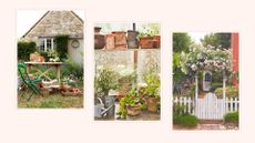composite of three rustic looking gardens