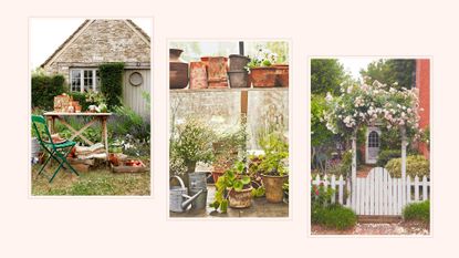 composite of three rustic looking gardens