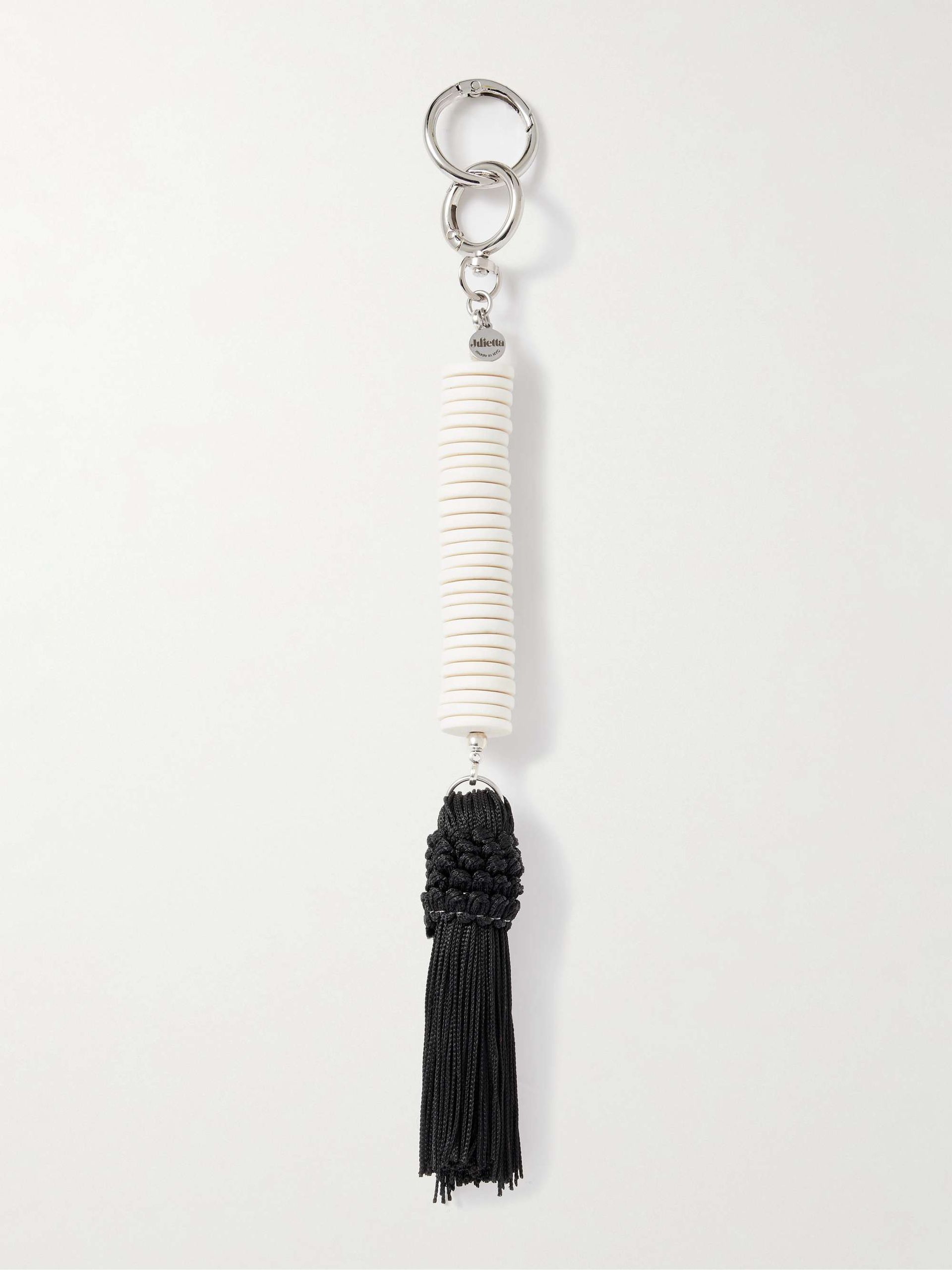 Helene Tasseled Silver-Tone, Resin and Cord Bag Charm