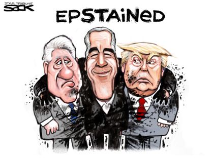 Political Cartoon U.S. Jeffery Epstein Bill Clinton Donald Trump Child Sex Abuse