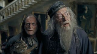 Filch and Dumbledore in the third Harry Potter movie.