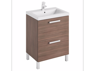 Cooke & Lewis Romana Basin and Vanity Unit with two drawers in a brown wood effect finish