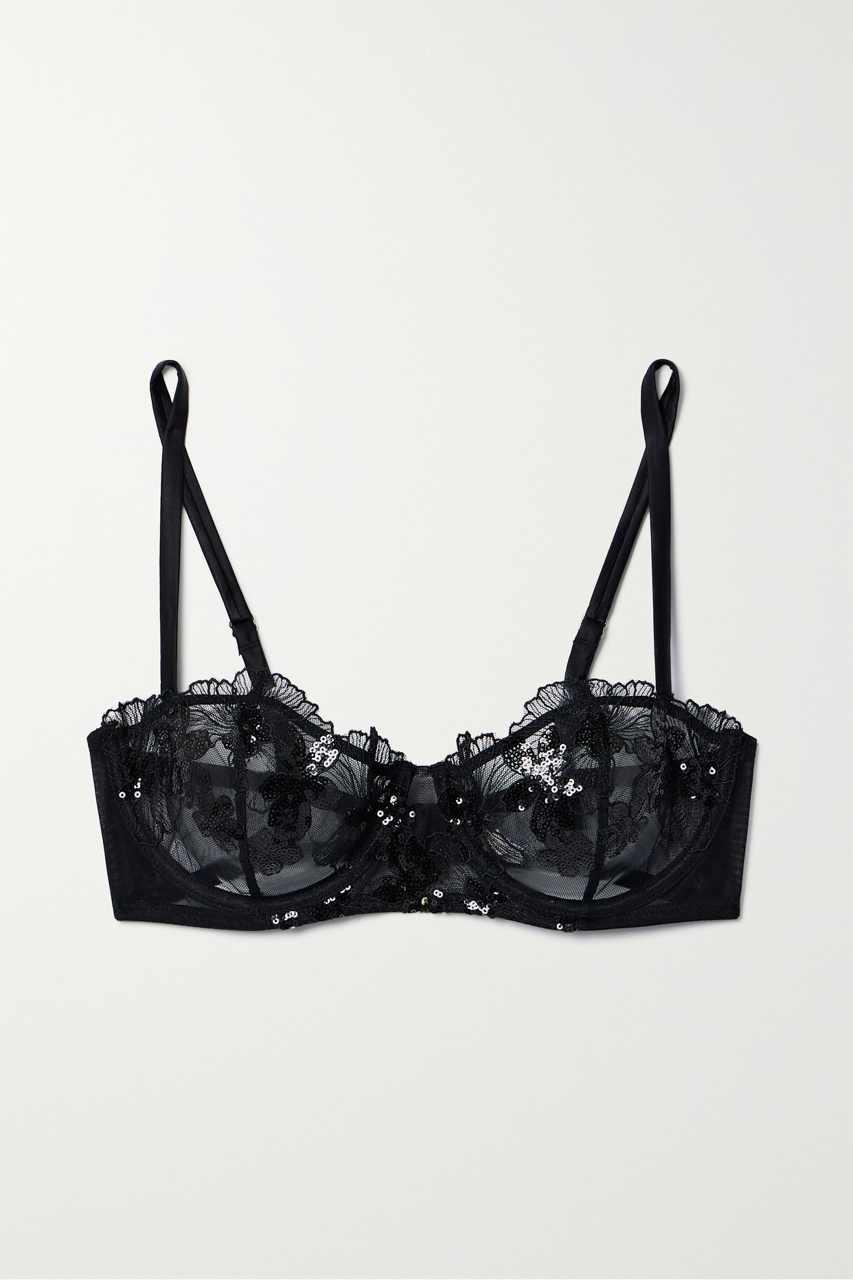 + Net Sustain Embellished Embroidered Recycled-Tulle Underwired Soft-Cup Bra