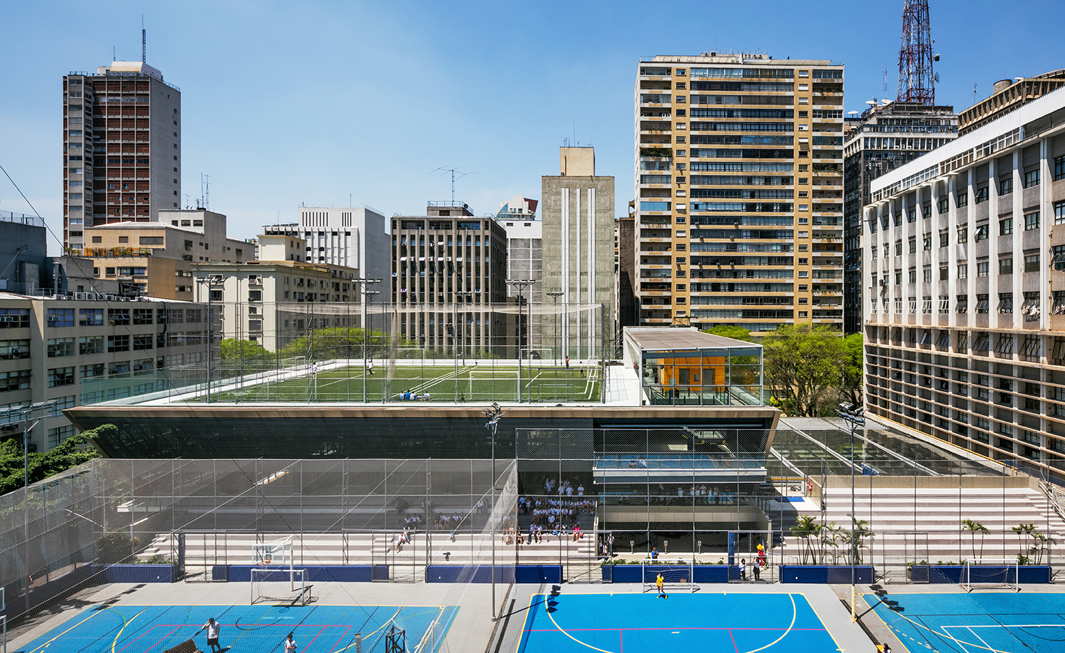 Building and spans four sports courts
