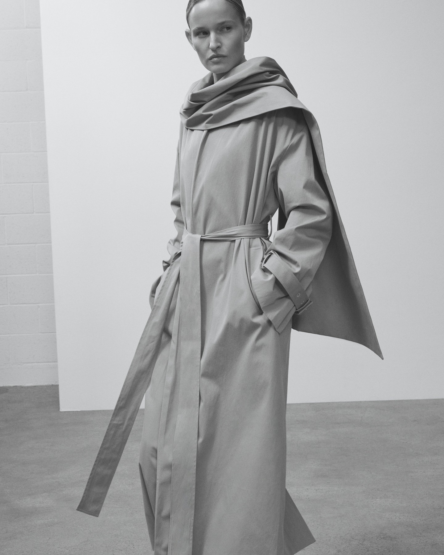 A model wears SRG Atelier's Tolev coat.