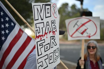 An anti-vaccine mandate protest in California in November 2021