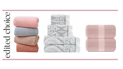 Haus & Kinder 500 GSM Bath Towel Set (Pink & Blue) - Set of 2