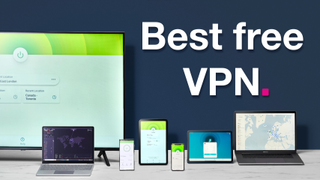 The words "best free VPN" next to a range of devices running different VPN apps.