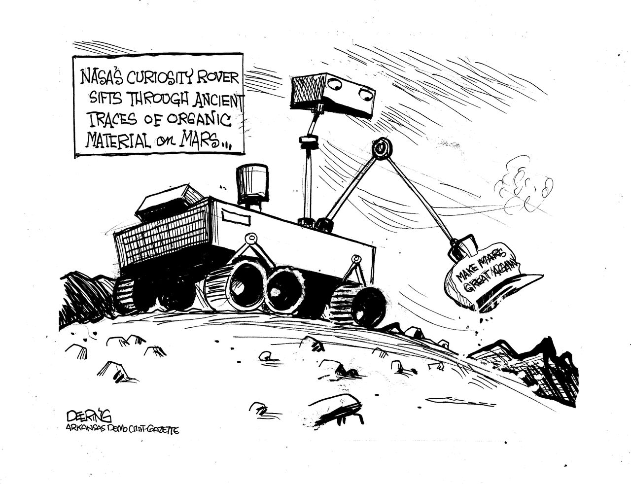 Political cartoon U.S. Trump Mars rover MAGA NASA space