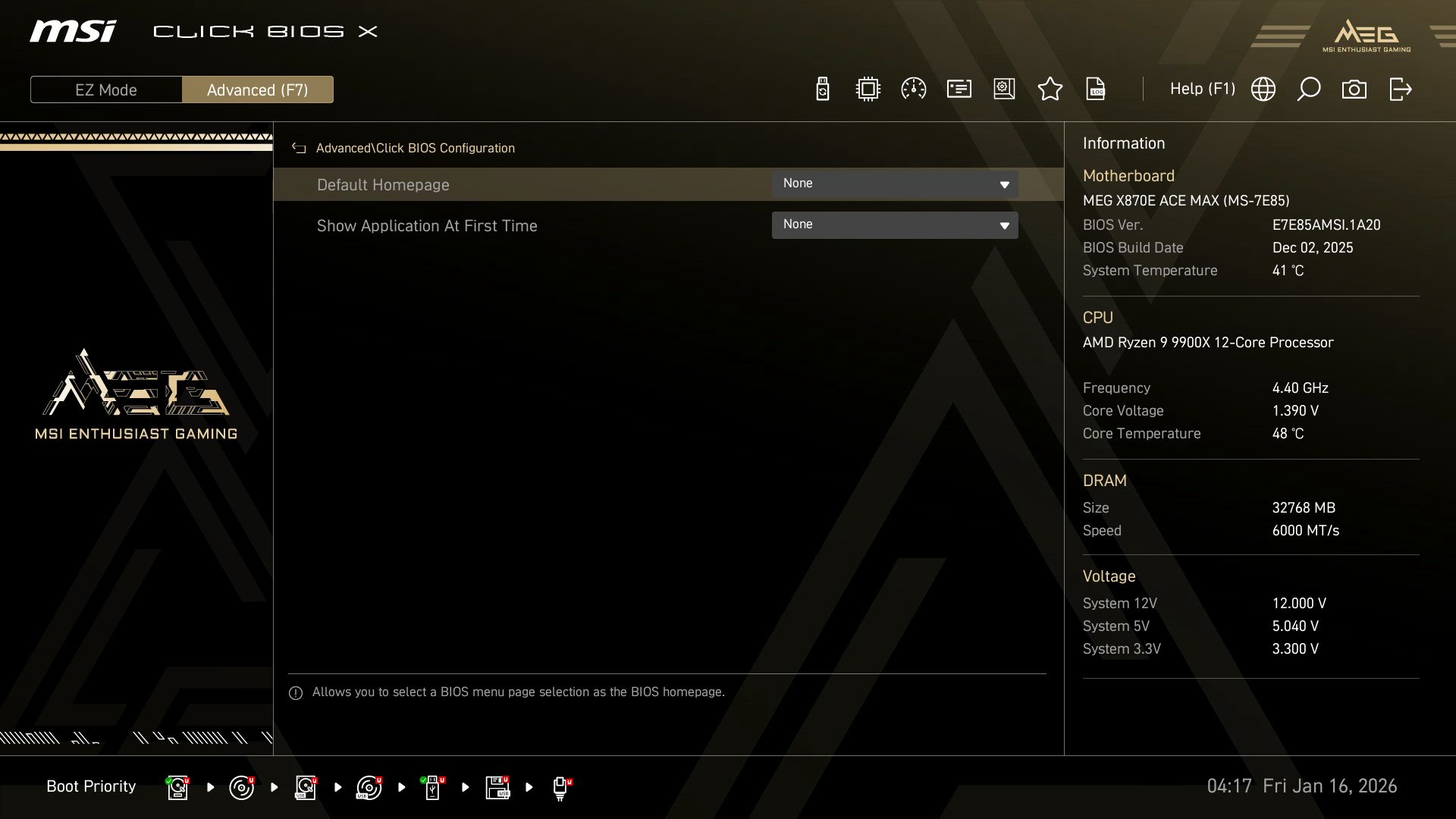 MSI MEG X870E Ace Max - BIOS