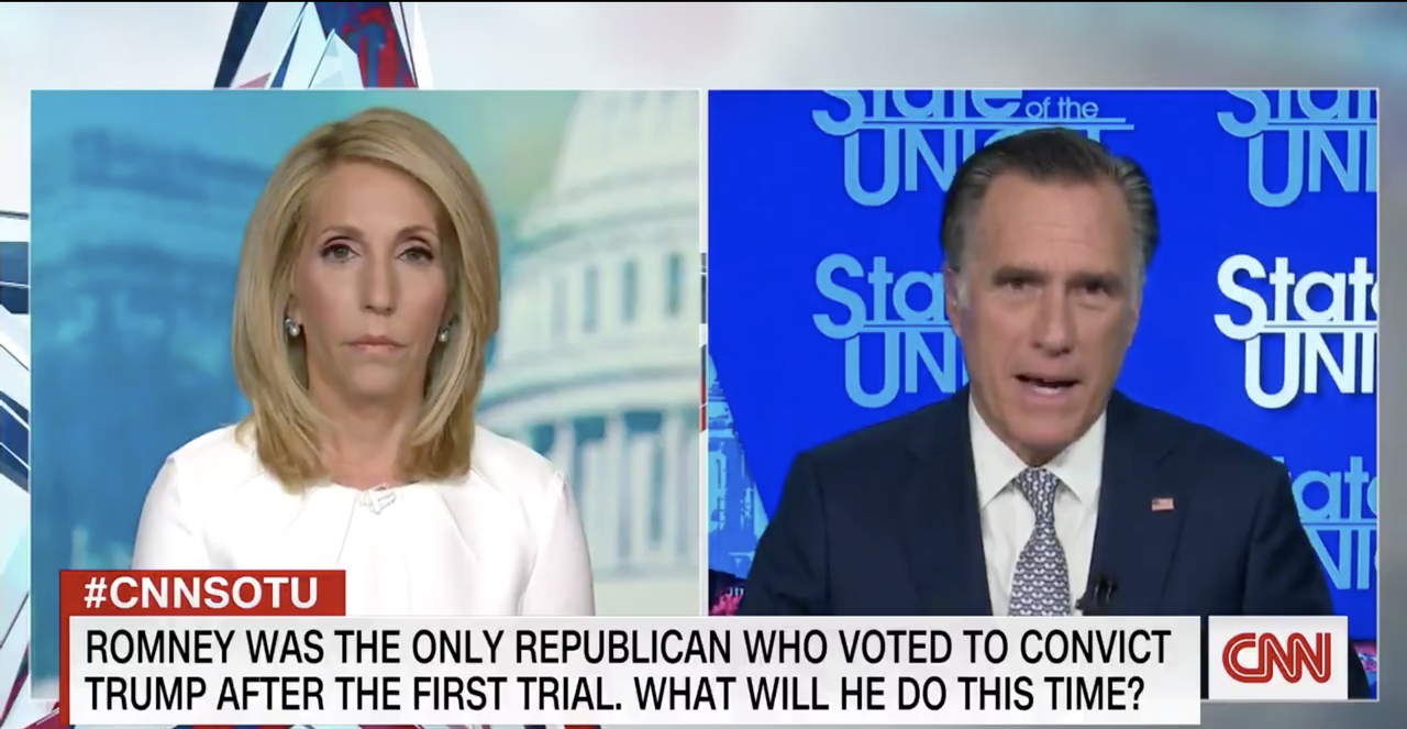 Dana Bash and Mitt Romney.