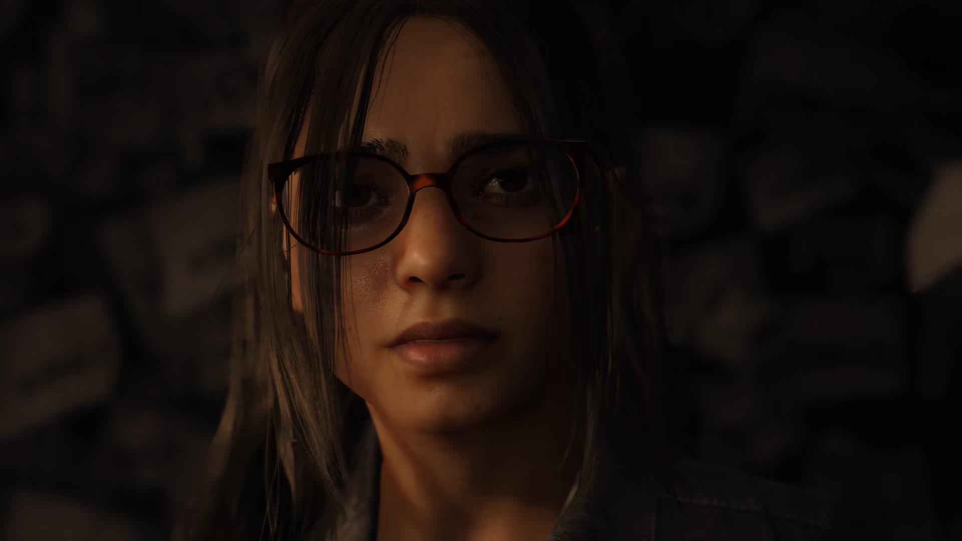 Protagonist Anita Planert, who wears glasses and has shoulder length brown hair, in Silent Hill: The Short Message