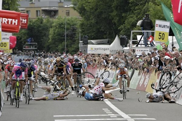 Crash photo #7 - Boonen about to make impact.