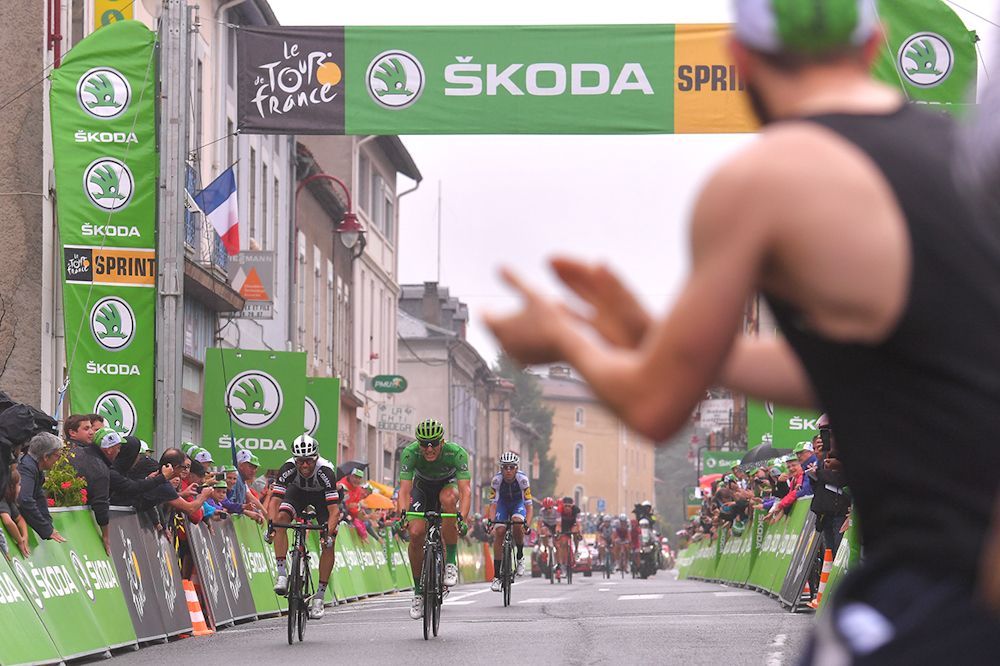Marcel Kittel takes more points in the points classification during stage 12 at the Tour de France