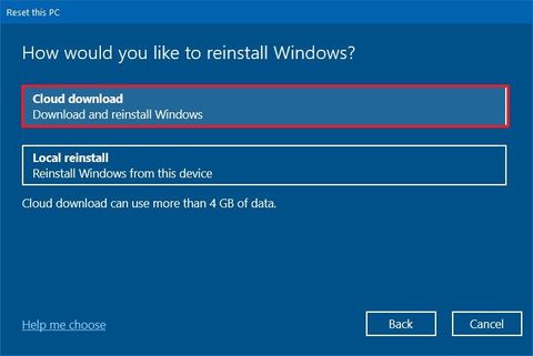 How to use cloud download to reset computer on Windows 10 May 2020 ...