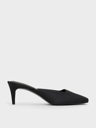 Satin Square-Toe Blade-Heel Mules