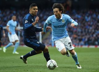 David Silva in action for Manchester City up against Real Madrid's Casemiro in the Champions League semi-finals in April 2016.